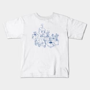 Robot with Flowers Kids T-Shirt